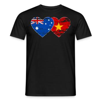 Coeur de drapeau Australie Vietnam utilisé - T-shirt homme - noir - Devant - AI Model Male 178 light (178cm)