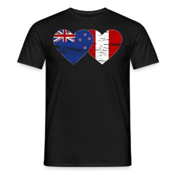 New Zealand Peru flag heart used - Men's T-Shirt - black - Front - AI Model Male 178 light (178cm)