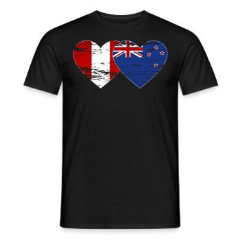 Peru New Zealand flag heart used - Men's T-Shirt - black - Front - AI Model Male 178 light (178cm)