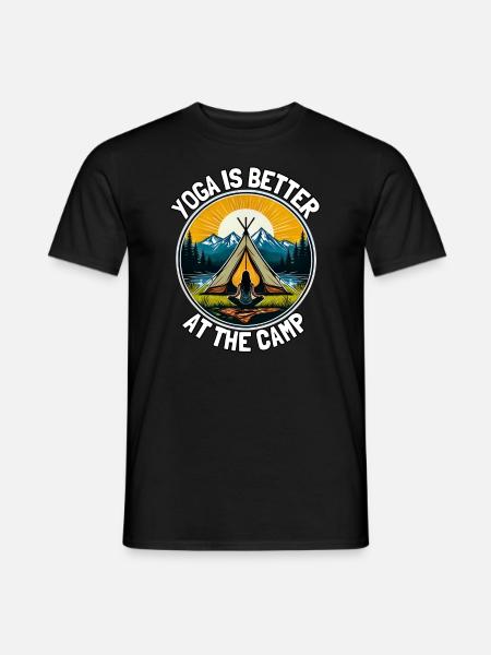 Yoga is better at the camp - Men's T-Shirt - black