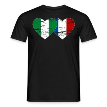 Drapeau du Nigeria France coeur utilisé - T-shirt homme - noir - Devant - AI Model Male 178 light (178cm)