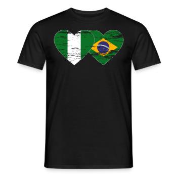 Nigeria Brazil Flag Heart used - Men's T-Shirt - black - Front - AI Model Male 178 light (178cm)