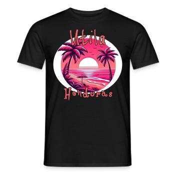 Coucher de soleil à Utila, Honduras - T-shirt homme - noir - Devant - AI Model Male 178 light (178cm)
