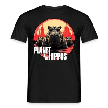 Planet of the hippos - Men's T-Shirt - black - Front - AI Model Male 178 light (178cm)