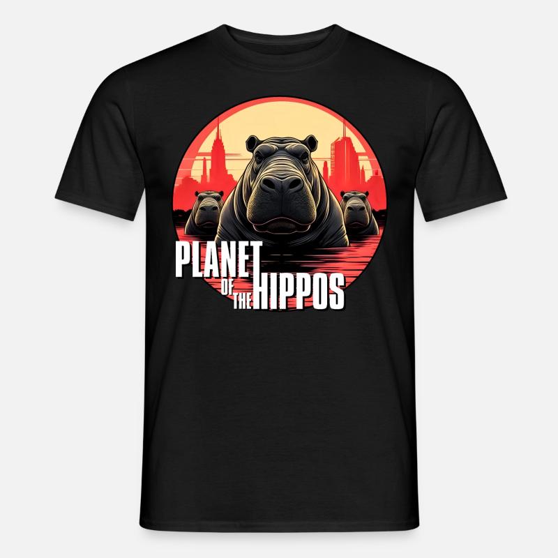 Planet der Nilpferde - Männer T-Shirt - Schwarz