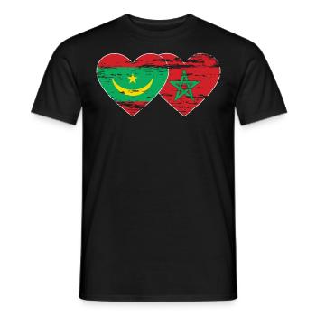 Mauritania Morocco Flag Heart used - Men's T-Shirt - black - Front - AI Model Male 178 light (178cm)