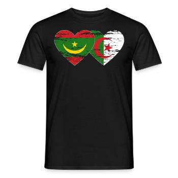 Algerien Mauretanien Flagge Herz used - Männer T-Shirt - Schwarz - Vorne - AI Model Male 178 light (178cm)
