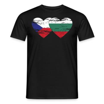 République tchèque bulgare drapeau coeur utilisé - T-shirt homme - noir - Devant - AI Model Male 178 light (178cm)