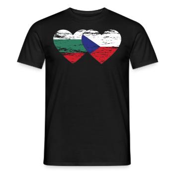 Bulgarie République tchèque Drapeau Coeur utilisé - T-shirt homme - noir - Devant - AI Model Male 178 light (178cm)