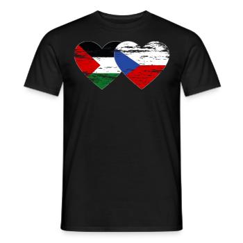 Palestine, République tchèque, drapeau coeur utilisé - T-shirt homme - noir - Devant - AI Model Male 178 light (178cm)