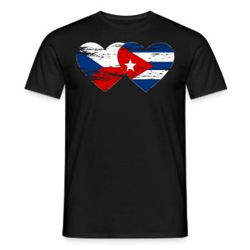 Tschechien Kuba Flagge Herz used - Männer T-Shirt - Schwarz - Vorne - AI Model Male 178 light (178cm)