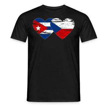 Kuba Tschechien Flagge Herz used - Männer T-Shirt - Schwarz - Vorne - AI Model Male 178 light (178cm)