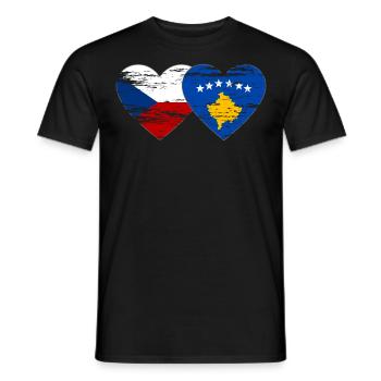 République tchèque Kosovo drapeau coeur utilisé - T-shirt homme - noir - Devant - AI Model Male 178 light (178cm)