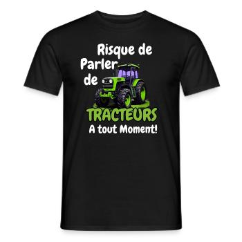 Risque de parler de tracteurs a tout Moment - T-shirt homme - noir - Devant - AI Model Male 178 light (178cm)