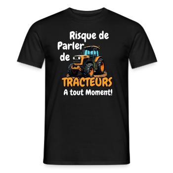 Risque de parler de tracteurs a tout Moment - T-shirt homme - noir - Devant - AI Model Male 178 light (178cm)