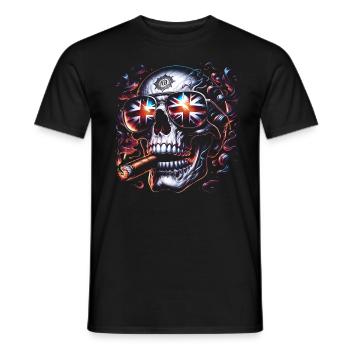 Crâne Union Jack avec cigare - British Pride - T-shirt homme - noir - Devant - AI Model Male 178 light (178cm)