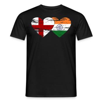 England India flag used - Men's T-Shirt - black - Front - AI Model Male 178 light (178cm)