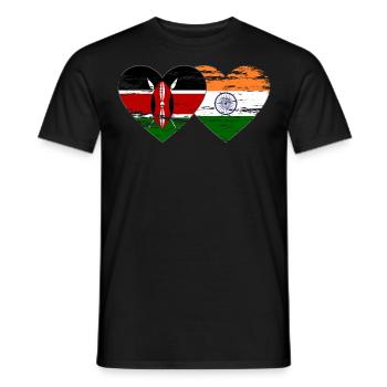 Kenya India Flag Heart Used - Men's T-Shirt - black - Front - AI Model Male 178 light (178cm)