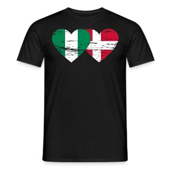 Nigeria Danemark Drapeau Coeur Utilisé - T-shirt homme - noir - Devant - AI Model Male 178 light (178cm)