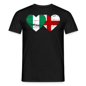 Nigeria England Flag Heart Used - Men's T-Shirt - black - Front - AI Model Male 178 light (178cm)