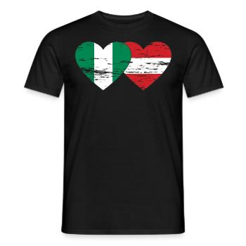 Nigeria Austria Flag Heart used - Men's T-Shirt - black - Front - AI Model Male 178 light (178cm)