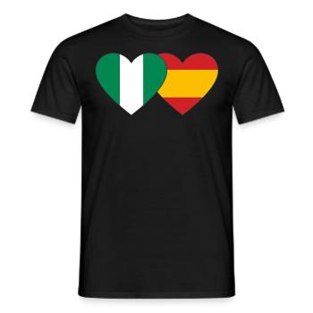 Nigeria Espagne Drapeau Coeur - T-shirt homme - noir - Devant - AI Model Male 178 light (178cm)