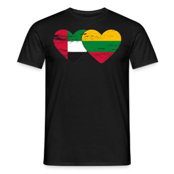 Émirats arabes unis Lituanie Drapeau Coeur - T-shirt homme - noir - Devant - AI Model Male 178 light (178cm)