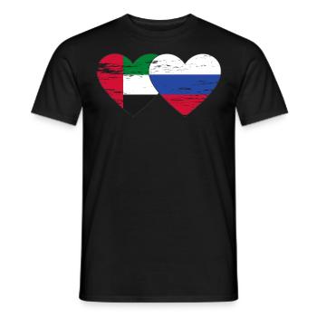 Émirats arabes unis Russie Cœur - T-shirt homme - noir - Devant - AI Model Male 178 light (178cm)