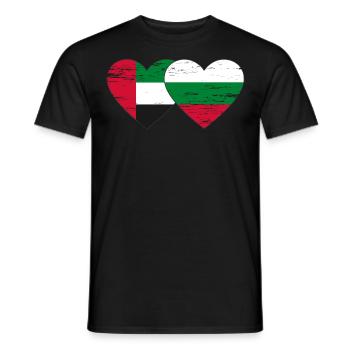 Vereinigte Arabische Emirate Bulgarien Flagge Herz - Männer T-Shirt - Schwarz - Vorne - AI Model Male 178 light (178cm)