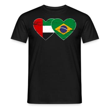 Vereinigte Arabische Emirate Brasilien Flagge Herz - Männer T-Shirt - Schwarz - Vorne - AI Model Male 178 light (178cm)