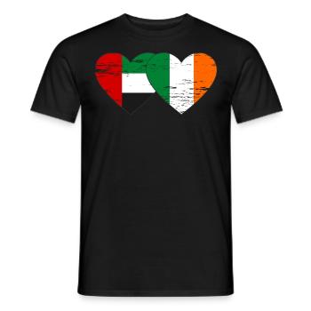 United Arab Emirates Ireland Flag Heart - Men's T-Shirt - black - Front - AI Model Male 178 light (178cm)