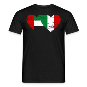 Émirats arabes unis Italie Drapeau Coeur - T-shirt homme - noir - Devant - AI Model Male 178 light (178cm)