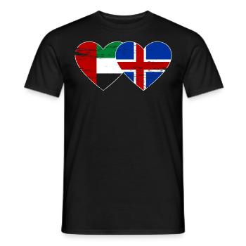 Émirats arabes unis Islande Drapeau Coeur - T-shirt homme - noir - Devant - AI Model Male 178 light (178cm)