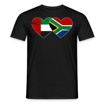 Émirats arabes unis Afrique du Sud Drapeau Coeur - T-shirt homme - noir - Devant - AI Model Male 178 light (178cm)