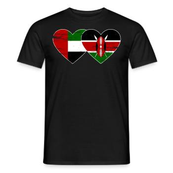 United Arab Emirates Kenya Flag Heart - Men's T-Shirt - black - Front - AI Model Male 178 light (178cm)