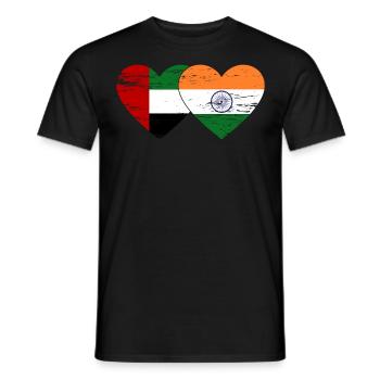 United Arab Emirates India Flag Heart - Men's T-Shirt - black - Front - AI Model Male 178 light (178cm)