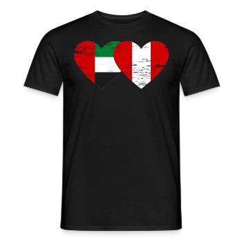 Émirats arabes unis Pérou Drapeau coeur utilisé - T-shirt homme - noir - Devant - AI Model Male 178 light (178cm)