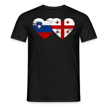 Slovénie Drapeau de la Géorgie coeur utilisé - T-shirt homme - noir - Devant - AI Model Male 178 light (178cm)