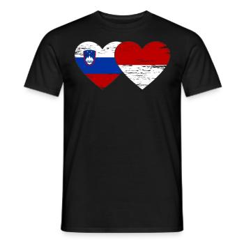 Slovenia Indonesia Flag Heart used - Men's T-Shirt - black - Front - AI Model Male 178 light (178cm)