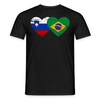 Slovenia Brazil flag heart used - Men's T-Shirt - black - Front - AI Model Male 178 light (178cm)