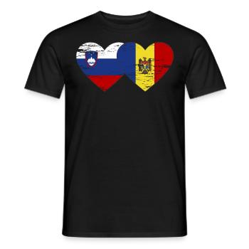 Slowenien Moldau Flagge Herz used - Männer T-Shirt - Schwarz - Vorne - AI Model Male 178 light (178cm)
