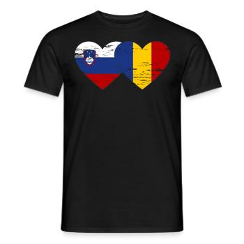 Slovénie Roumanie Drapeau Coeur - T-shirt homme - noir - Devant - AI Model Male 178 light (178cm)