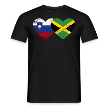 Slovénie Jamaïque drapeau coeur utilisé - T-shirt homme - noir - Devant - AI Model Male 178 light (178cm)