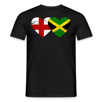 Angleterre Jamaïque drapeau coeur utilisé - T-shirt homme - noir - Devant - AI Model Male 178 light (178cm)