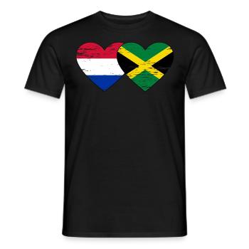 Holland Jamaica Flag Heart Used - Men's T-Shirt - black - Front - AI Model Male 178 light (178cm)