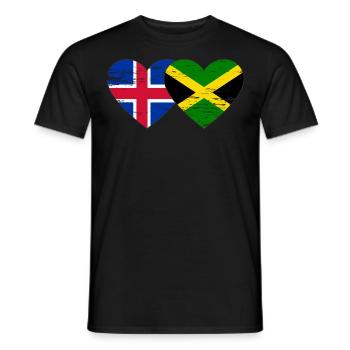 Islande Jamaïque drapeau coeur utilisé - T-shirt homme - noir - Devant - AI Model Male 178 light (178cm)