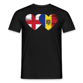 England Moldau Flagge Herz used - Männer T-Shirt - Schwarz - Vorne - AI Model Male 178 light (178cm)