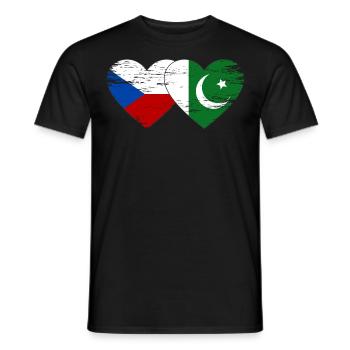 République tchèque Drapeau pakistanais coeur utilisé - T-shirt homme - noir - Devant - AI Model Male 178 light (178cm)