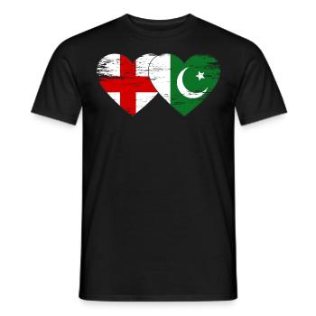 England Pakistan Flag Heart - Men's T-Shirt - black - Front - AI Model Male 178 light (178cm)