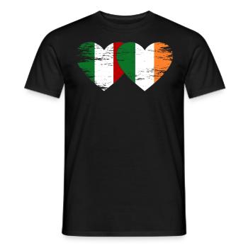Italy Ireland Flag Heart Used - Men's T-Shirt - black - Front - AI Model Male 178 light (178cm)